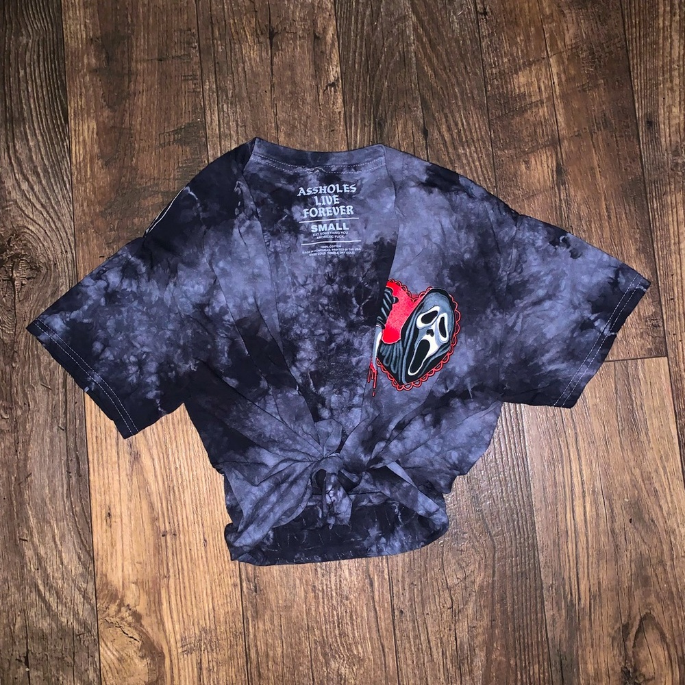Scream Ghostface Cropped Tie Tee - image 1
